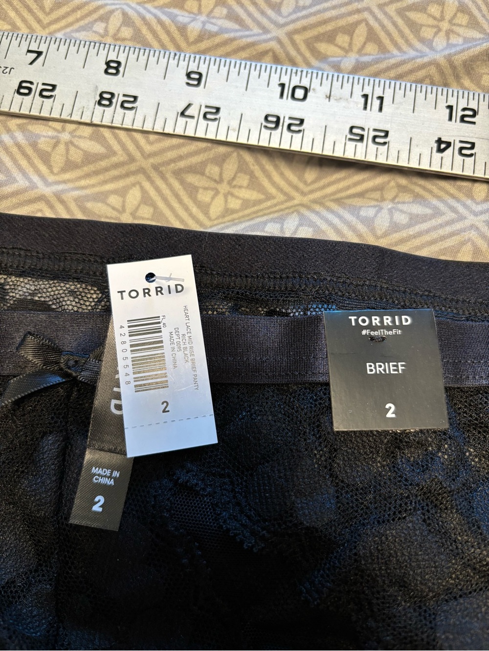 Torrid NWT briefs sz 2 mesh heart pattern in black - Picture 2 of 5